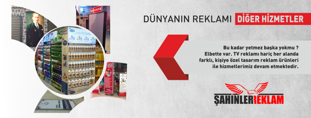 &lt;p&gt;&lt;strong&gt;İzmir Reklam Hizmet alanları&amp;nbsp;&lt;a href=&quot;http://www.sahinlerreklam.com/&quot;&gt;Reklam&lt;/a&gt;a dair her şey olmakla beraber;&lt;/strong&gt;&lt;/p&gt;
&lt;blockquote&gt;
  &lt;p&gt;&lt;strong&gt;Tabela&lt;/strong&gt;, Levha; Işıklı Tabela, Işıksız Tabela, Germe Tabela, Sa&ccedil; Tabela, Al&uuml;minyum Oyma Tabela, Kompozit (Alikobant) - Kompozit Oyma Tabela, Pleksi Tabela, Dekota Tabela, Y&ouml;n Tabelaları, Y&ouml;nlendirme Tabelaları&lt;/p&gt;
&lt;/blockquote&gt;
&lt;p&gt;&lt;strong&gt;Totem&lt;/strong&gt;; Işıklı Totem, Işıksız Totem&lt;/p&gt;
&lt;p&gt;&lt;strong&gt;Bilboard&lt;/strong&gt;; Cephe (Duvar) Bilboard, Totem Bilboard, Branda Bilboard, Taşınabilir Bilboard, Dikey Bilboard&lt;/p&gt;
&lt;p&gt;&lt;strong&gt;Cephe Giydirme&lt;/strong&gt;&amp;nbsp;-&amp;nbsp;&lt;strong&gt;Duvar Kaplama&lt;/strong&gt;; Kompozit Cephe Reklam Uygulamaları, Işıklı - Işıksız Duvar Kaplama, Branda Cephe Germe, Branda Duvar Kaplama&lt;/p&gt;
&lt;p&gt;&lt;strong&gt;Ara&ccedil; Giydirme (Kaplama)&lt;/strong&gt;; Folyo Ara&ccedil; Kaplama, Baskı Ara&ccedil; Kaplama, Kısmi Ara&ccedil; Kaplama, Komple Ara&ccedil; kaplama&lt;/p&gt;
&lt;blockquote&gt;
  &lt;p&gt;&lt;strong&gt;Kutu Harf, Kabartma Harf; Pleksi Kutu Harf, Krom (Crom) Kutu Harf, Strafor K&ouml;p&uuml;k Kabartma Harf, Alikor Kabartma Harf, Dekota Kutu Harf&lt;/strong&gt;&lt;/p&gt;
&lt;/blockquote&gt;
&lt;p&gt;Tasarım hizmeti;&amp;nbsp;&lt;strong&gt;Logo&lt;/strong&gt;&amp;nbsp;tasarım, kurumsal kimlik tasarımları, ara&ccedil; kaplama tasarımları, tabela tasarımları, ilan tasarımları&lt;/p&gt;
&lt;p&gt;Web Sitesi; Web tasarım, web programlama, Y&ouml;netim paneli, &ouml;zel online uygulamalar&lt;/p&gt;
&lt;p&gt;Matbaa Baskı &Ccedil;&ouml;z&uuml;mleri; Afiş Branda Baskı, Kartvizit, El ilanı, İmsakiye, Davetiye&lt;/p&gt;
